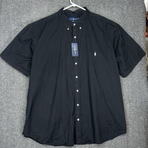 Ralph Lauren Shirt Mens 3XB Black Feather Weight Twill Short Sleeve Button Up